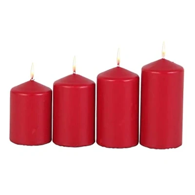 Abbildung von BURI Stumpenkerze Adventskerzen rot 4er Stumpenkerzen Weihnachtskerze Stufenkerzen