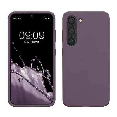 Abbildung von kwmobile Hülle kompatibel mit Samsung Galaxy S23 dünnes Silikon Handy Case stoßfeste Handyhülle weiche Oberfläche Kabelloses Laden Helle Iris