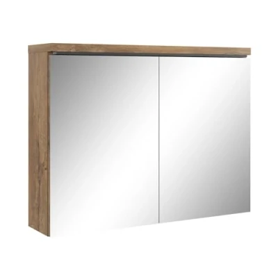 Abbildung von Badplaats B.V. Spiegelschrank Paso 80cm Eiche Braun Schrank Spiegel Badezimmer Badmöbel Set Hängeschrank