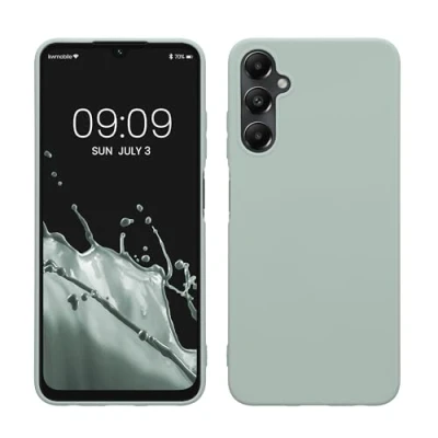 Abbildung von kwmobile Hülle kompatibel mit Samsung Galaxy A05s weiches TPU Silikon Case Cover geeignet für kabelloses Laden Cool Mint