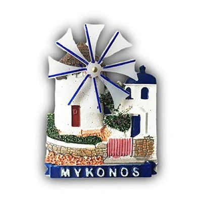 Abbildung von 3D Mykonos Griechenland Kühlschrank Kühlschrankmagnet Tourist Souvenirs Handgemachte Harz Handwerk Magnetische Aufkleber Home Küche Dekoration Reise Geschenk