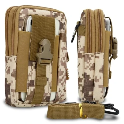 Abbildung von Cadorabo Taktische Handytasche in Camouflage BEIGE Molle EDC Tasche kompatibel mit Samsung Galaxy A22 5G Schultergurt Handyhalter, Militär Gürteltasche, Hüfttasche