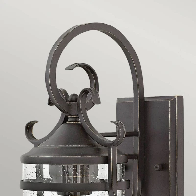 Abbildung von Hinkley HK Casa S Wandleuchte E27 40W IP44 Aluminium, Glas klar; altschwarz L:20.1cm B:17.6cm Ø17.6cm dimmbar