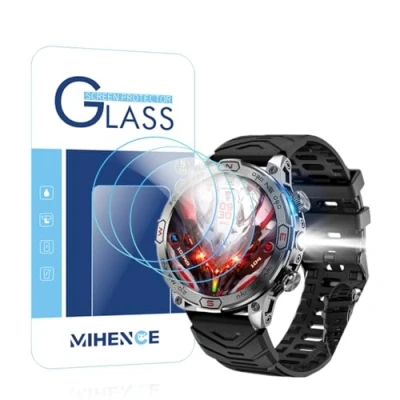 Abbildung von MIHENCE Schutzfolie für KC86 1.43&#039;&#039; Smartwatch, 9H Anti Kratzer gehärtetes Glas Displayschutzfolie Kompatibel Xeletu/JELLOO/SOUYIE Smartwatch (3 Stück)
