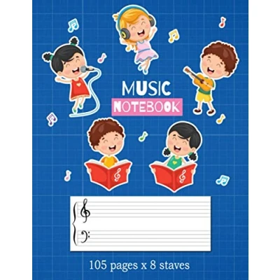 Abbildung von Music Notebook: 100+ Blank Pages of Wide Staff Paper (8.5x11) for kid to learn Piano (8 staves per page) (Blank Sheet Notebook)