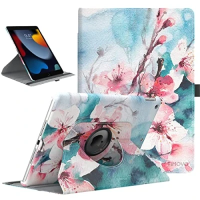 Abbildung von TiMOVO Hülle für Neu iPad 9. Gen 2021 / 8. 2020/7. 2020 10,2 Zoll, 360 Grad Drehung Schutzhülle Drehbar Ständer Magnetisch Befestigung Ladung Auto Schlaf/Wach Pfirsichblüte