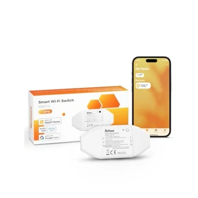 Abbildung von Refoss WLAN Schalter funktioniert mit Apple HomeKit, Universal Smart für Siri, Alexa, Google Home, WiFi Switch Fernbedienung, Sprachsteuerung, DIY Lichtschalter, 2500W, 1 Stück