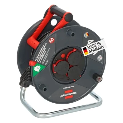 Abbildung von Brennenstuhl Garant V2 IP44 Kabeltrommel 40m outdoor (Made in Germany, 3 Schutzkontakt Steckdosen mit erhöhtem Berührungsschutz, Spezialkunststoff)