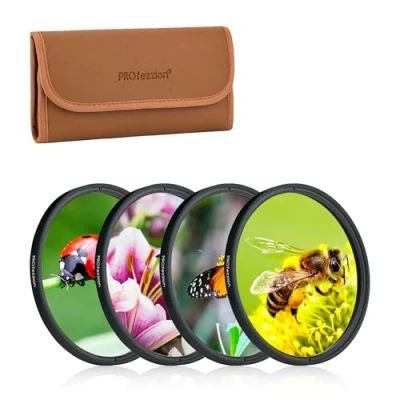 Abbildung von PROfezzion Makroobjektivfilter 55mm Nahlinsen Filter Kit,(+2, 4, 8, 10) mit Filtertasche für Sony A6500 A6400 E 18 135mm f/3.5 5.6 OSS Objektiv Blumen Insekten Fotografie