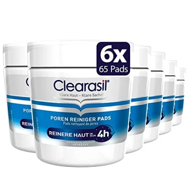 Abbildung von Clearasil Poren Reiniger Pads Anti Pickel &amp; Mitesser zur Reinigung der im Gesicht 6 x 65 Stück