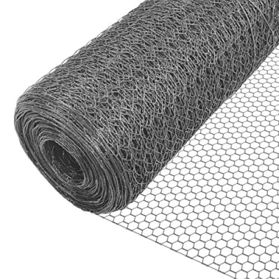 Abbildung von VOUNOT® Maschendrahtzaun Sechseckgeflecht, Drahtzaun Hasendraht Kaninchendraht Hühnerdraht, Maschenweite 25 mm, Höhe 100 cm, Länge m, PVC Beschichtet Grau