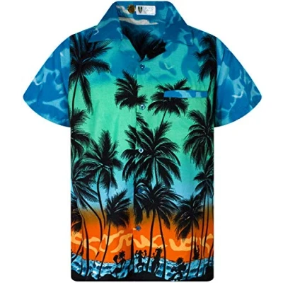 Abbildung von V.H.O. Funky Hawaii Hemd, Herren, Kurzarm, Beach, Eclectic Türkis, L