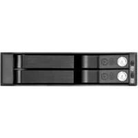 Abbildung von SilverStone 71093 SST FS202B trägerloser 3,5&quot;Aluminium Hot Swap Festplatten Wechselrahmen für 2 x 2,5&quot; SAS/SATA HDDs oder SSDs mit Metallschloss an jeder Einschubtür und Statusanzeige LEDs, schwarz