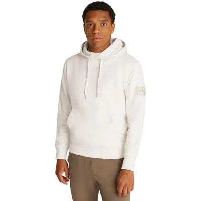 Abbildung von Calvin Klein Jeans Badge Hoodie Sweatshirt, Herren, Größe: XL, Ivory