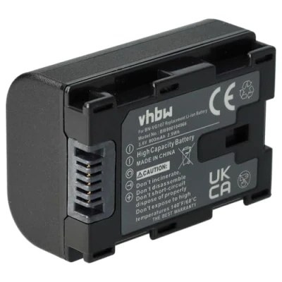 Abbildung von vhbw 1x Akku kompatibel mit JVC GZ E200AU, E100, E200, E10 Videokamera Camcorder (800 mAh, 3,6 V, Li Ion) + Infochip