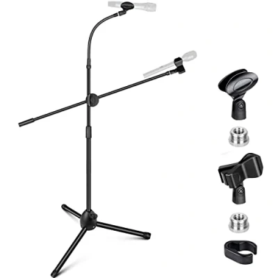 Abbildung von CAHAYA 3 in 1 Schwanenhals Mikrofonständer mit 2 verschiedenen Clips, Höhenverstellbar Mikrofonstativ für Konzert, Videokonferenz, Bühne, Hochzeit, CY0319