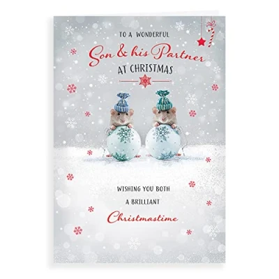 Abbildung von Piccadilly Greetings Weihnachtskarte für Sohn und Partner, 22,9 x 15,2 cm