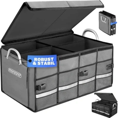 Abbildung von monzana Faltbox (1 St), Kofferraumtasche mit Deckel 65L Trennwände wasserdicht Auto Organizer