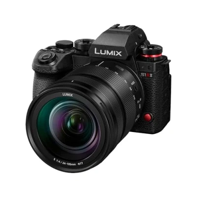 Abbildung von Panasonic LUMIX DC S1RM2ME, spiegellose Vollformatkamera, 44 MP, 8K Video, Active is, 4:2:2 10 Bit, 4K 120p, 60p &amp; 6K 30p Open Gate, L Mount, mit 24 105 mm Objektiv F4, Schwarz