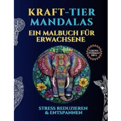 Abbildung von Mandalas mit Tieren: Ein Malbuch für Erwachsene schönen energetischen Kraft Tier in verschiedenen Stilen, um Stress zu reduzieren und sich entspannen ideales Geschenk