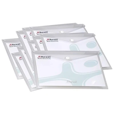 Abbildung von Rexel AZ2101660 Ice Dokumententasche A4 quer Praktische Sammelmappe aus Polypropylen zur Ablage von Projektunterlagen, Rezepten, Reiseunterlagen, klar