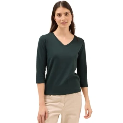 Abbildung von CECIL Damen 3227461 Basic V Neck Shirt, Ink Green, Large