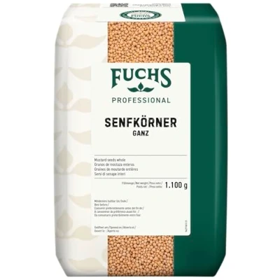 Abbildung von Fuchs Professional Senfkörner, ganz Zum Mörsern für Marinaden, Suppen und Saucen Profi Qualität Großverbraucher 1,1 kg im recyclebaren Beutel