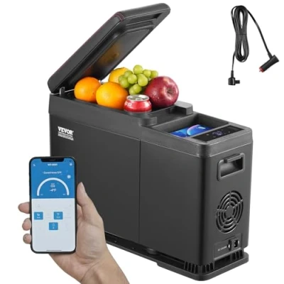 Abbildung von VEVOR 12 V Kühlschrank Kühlbox Auto, tragbarer 8 L Gefrierschrank Einzelzone, einstellbarer Temperaturbereich von 20 C bis C, 12/24 DC / 100240 AC, Kompressorkühler Outdoor, Camping