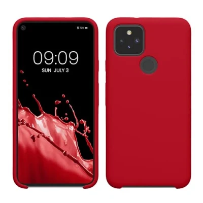 Abbildung von kwmobile Hülle kompatibel mit Google Pixel 5 Silikon Handy Case Handyhülle weiche Oberfläche kabelloses Laden Sweet Cherry