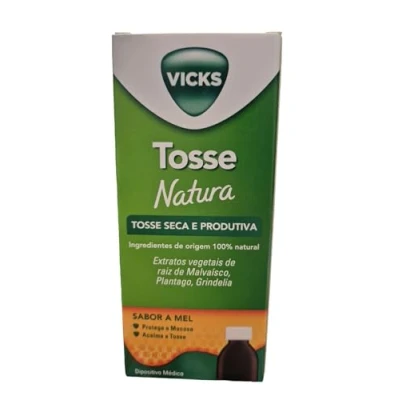 Abbildung von Vicks Natura Husten Formel für Erwachsene, 140 ml [trockener und produktiver Husten] [mit pflanzlichem Extrakt aus Malvaikuswurzel, Grindelia] [100 % Inhaltsstoffe natürlichen Ursprungs] [schützt die