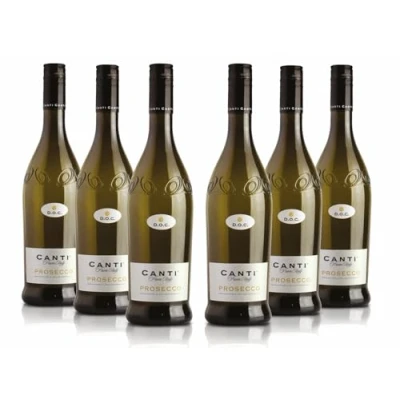 Abbildung von Canti Prosecco D.O.C. Stelvin Spritziger Extra trockener Wein 10,5%, italienische Glera Rebsorte aus Veneto, fruchtiger und blumiger Geschmack, 6x750 ml