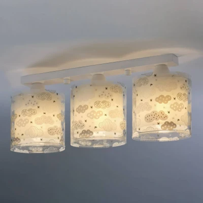 Abbildung von Dalber Kinderlampe Deckenleuchte,Kinderzimmer Deckenlampe 3 Lichter Clouds Wolken Grün Grau kinderzimmerlampe, 51 x 15 20.5 cm
