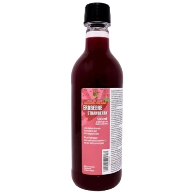 Abbildung von Zero Erdbeer Getränkesirup 500 ml ergeben 12,5 Liter Limonadekonzentrat ohne Konservierungsstoffe kohlenhydratarm zuckerfrei Softdrink für alle Wassersprudler Farbstoffe