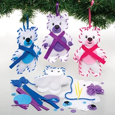 Abbildung von Baker Ross FE971 Eisbär Nähset für Kinder 3er Pack, Bastelset zum Nähen Kinder, Weihnachtsbastelsets, Bastelideen Weihnachten, Weihnachtsgeschenke