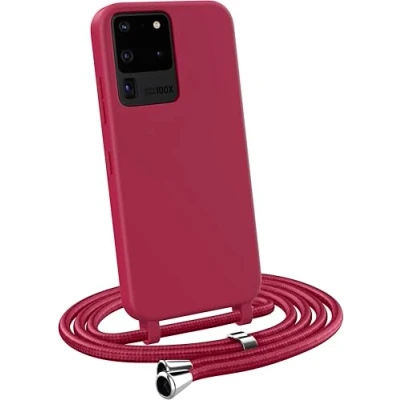 Abbildung von MyGadget Handykette für Samsung Galaxy S20 Ultra [ Hülle mit verstellbaren Band ] TPU Handyhülle Handyband zum Umhängen Kordel Schnur Case Schutzhülle Bordeaux