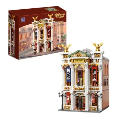 Abbildung von PANTASY Vintage Europäisches Grand Theater Bauset Modulares Modell mit Kristalllüster, Transparentem Dom Erweiterbarer Straßenszene, Retro Sammlertheater Architektur für Erwachsene