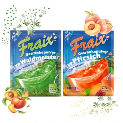 Abbildung von FRAIX Getränkpulver Waldmeister + Pfirsich (50er KOMBIPACK) (je 25 x 100g) fruchtig &amp; erfrischend mit Vitamin C