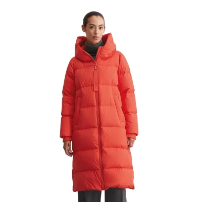 Abbildung von Marc O&#039;Polo Puffer COAT WITH HOOD SIDE Slits Zipper WELT Pockets Backpack Belts Daunenmantel, Damen, Größe: 34, Poppy red
