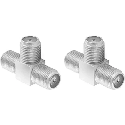 Abbildung von Poppstar 2X Sat TV Coax Verteiler T Stück (3X F Buchse) Antennen Splitter Adapter für Koaxialkabel, Antennenkabel, silbern