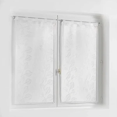 Abbildung von Douceur d&#039;Intérieur, Edenia Vorhänge, gerade, mit Schlaufen (2 x 60 120 cm), weiß, sandgestrahlt, Bestickt