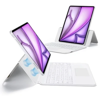 Abbildung von ESR Ascend für iPad Air 13 Zoll 2024 Tastatur Hülle mit Trackpad, magnetisch abnehmbare hintergrundbeleuchteten Tasten, vollständig Verstellbarer Ständer im Hoch /Querformat, Weiß