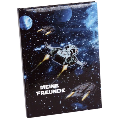 Abbildung von goldbuch 43570 Freundebuch Raumschiff, Freundschaftsbuch DIN A5, 72 illustrierte Seiten, für Kita, Hort und Grundschule, Beste Freunde in der Schulzeit Kunstdruck laminiert, Dunkelblau