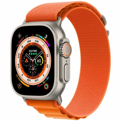 Abbildung von Apple Watch Armband Original Stoff Orange Geeignet für Ultra 49 mm