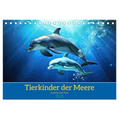 Abbildung von Tierkinder der Meere entdecke ihre Welt (Tischkalender 2025 DIN A5 quer), CALVENDO Monatskalender