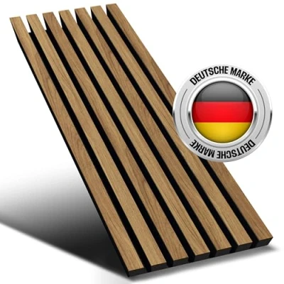 Abbildung von AS Country Akustikpaneele Holzoptik hochwertige Wandverkleidung 58cm x 29cm, Leicht &amp; Langlebig für bessere Raumakustik Innenbereich Wand Lamellenwand Design Wandpaneele