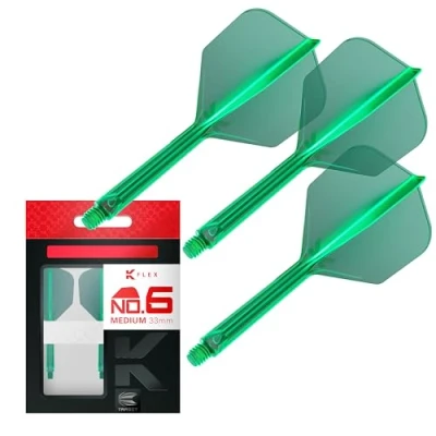 Abbildung von Target Darts K Flex Integrated Dart Flights and Shafts, Nr.6 Grün (Mittel) 3er Pack No6, Kflex All In One Moulded Flight &amp; Stem Professionelles Zubehör