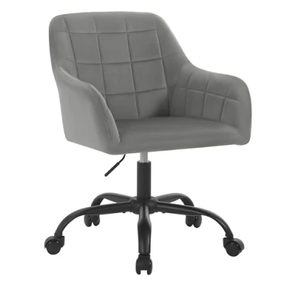 Abbildung von WOLTU Schreibtischstuhl drehbar, Schminktisch Stuhl, Drehstuhl mit Rollen, Bürostuhl ergonomisch, Sessel höhenverstellbar, für Home Office, Schlafzimmer, Büro, Samt, Dunkelgrau+schwarz, BS165dgr