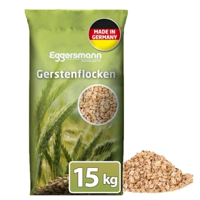 Abbildung von Eggersmann Gerstenflocken 15 kg Einzelfuttermittel mit hohem Energiegehalt geeignet für Pferde, Ponys, Hühner &amp; Kleintiere Ideal bei Haferunverträglichkeit