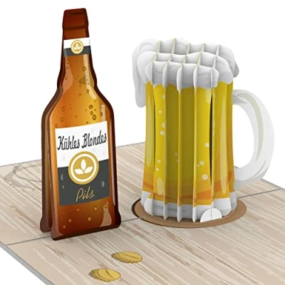 Abbildung von papercrush® Pop Up Karte Bier Lustige Geburtstagskarte mit Bierflasche für Männer (Bester Freund, Papa, 18. Geburtstag, Oktoberfest) Witzige 3D Glückwunschkarte Bierkrug, Happy Beersday