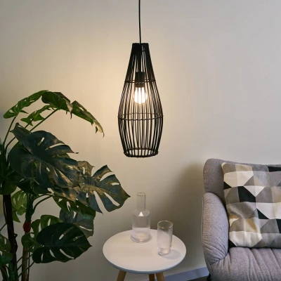 Abbildung von Pauleen 48199 Timber Love Pendelleuchte max. 20 Watt Schwarz Rattan, Metall E27